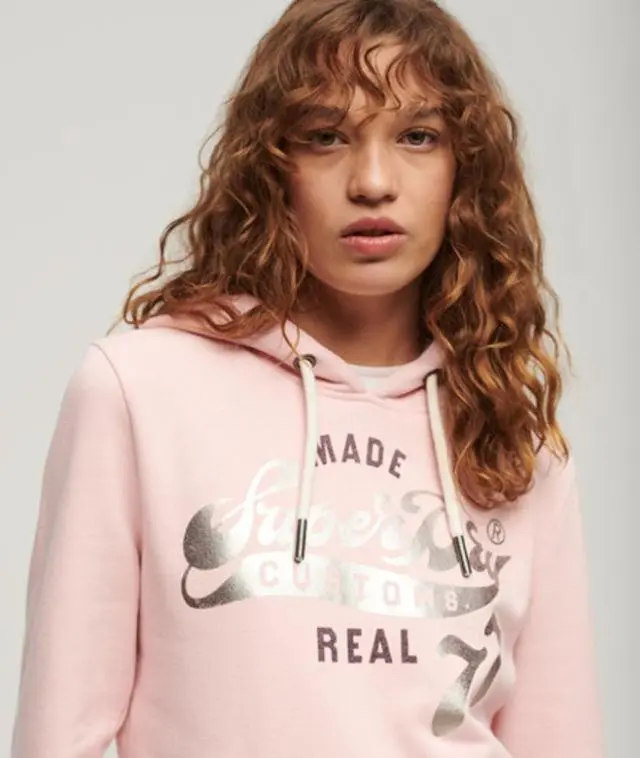 Superdry & Co Women's Reworked Classics Graphic Hoodie Pink / Somon Pink Marl - 