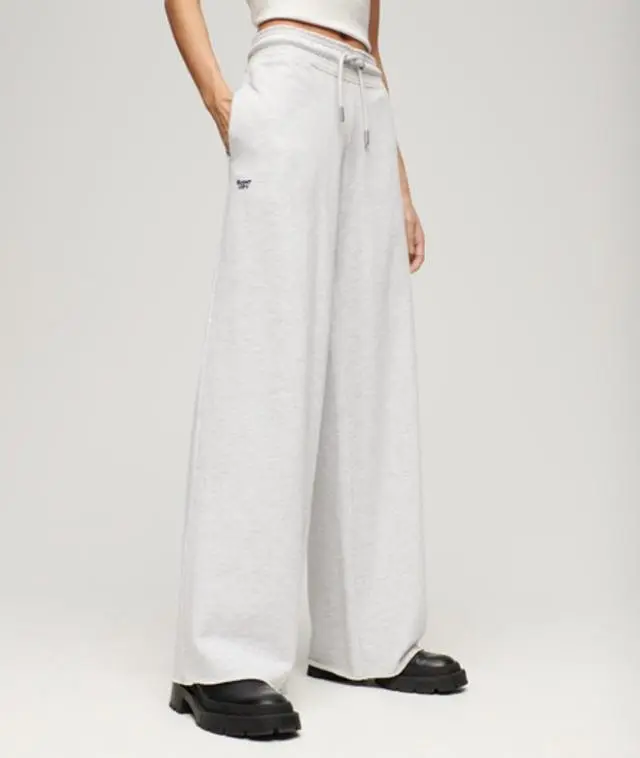 Superdry Ladies Embroidered Logo Essential Straight Joggers, Grey,