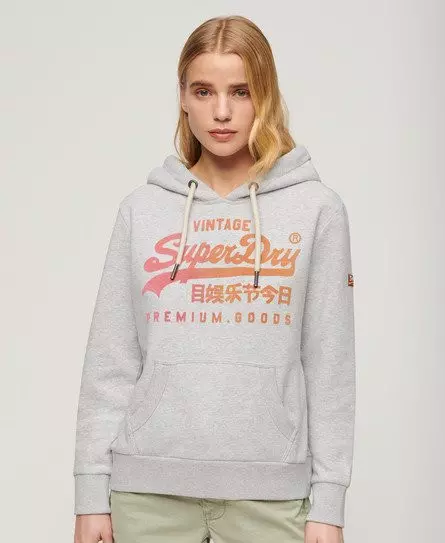 Superdry Women's Tonal Vintage Logo Graphic Hoodie Grey / Flake Grey Marl -