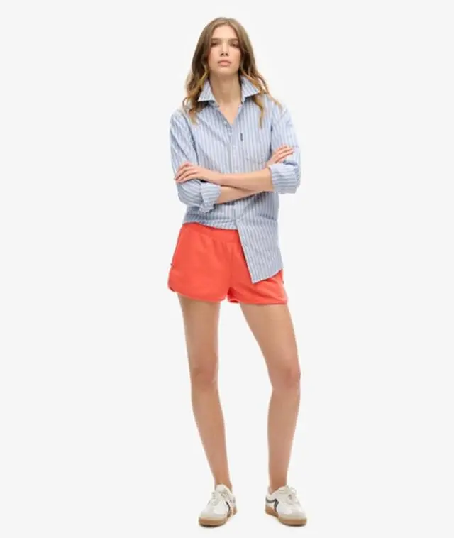 Superdry & Co Women's Sports Tech Racer Shorts Cream / Hot Coral - 