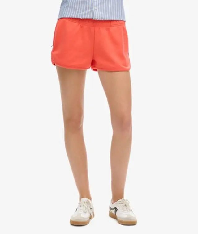 Superdry Women's Sports Tech Racer Shorts Cream / Hot Coral - 