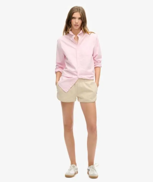 Superdry Women's Sports Tech Racer Shorts Beige / Pelican Beige - 