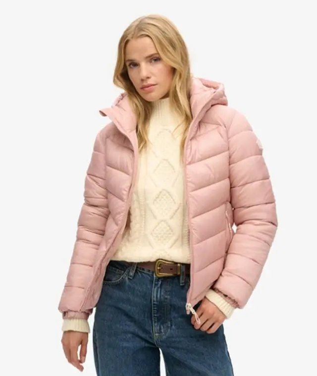 Superdry Women's Hooded Fuji Padded Jacket Pink / Vintage Blush Pink - 