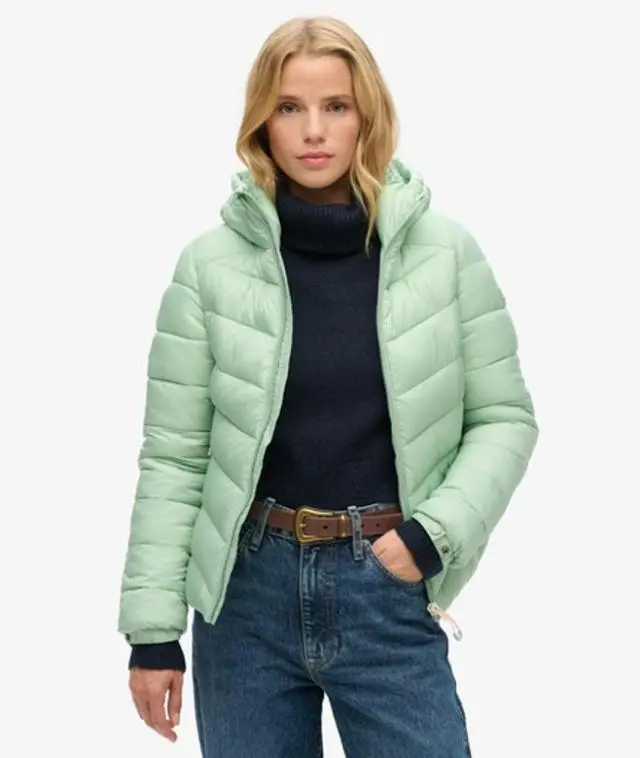 Superdry & Co Women's Hooded Fuji Padded Jacket Green / Sea Green - 