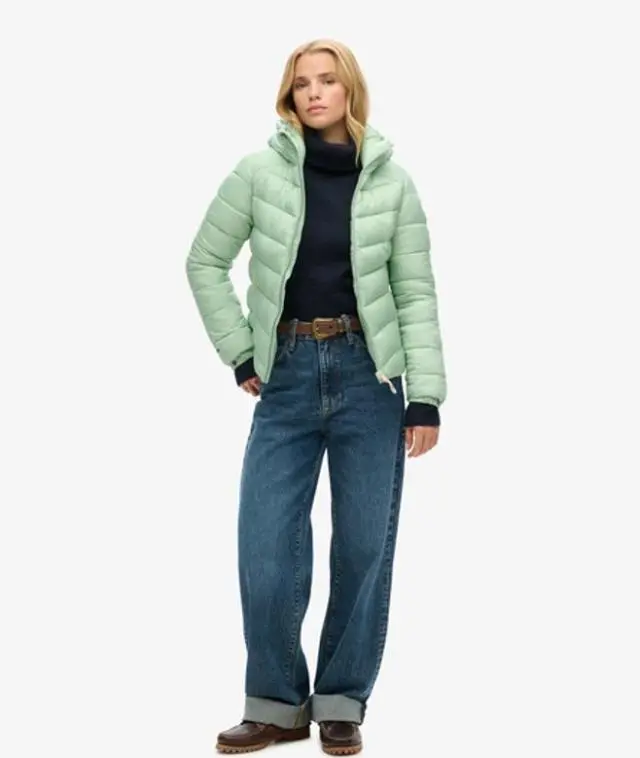 Superdry Women's Hooded Fuji Padded Jacket Green / Sea Green - 