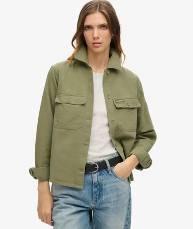 Superdry Women's Embellished Military Jacket Green / Army Green - 