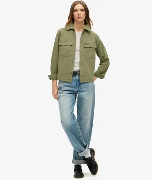 Superdry Women's Embellished Military Jacket Green / Army Green - 