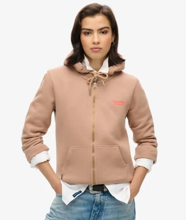 Superdry Women's Essential Logo Zip Hoodie Cream / Winter Taupe - 