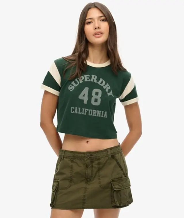 Superdry Women's Utility Parachute Skirt Green / Olive Night Green - 