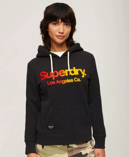 Superdry Women's Tonal Rainbow Hoodie Black / Washed Black -