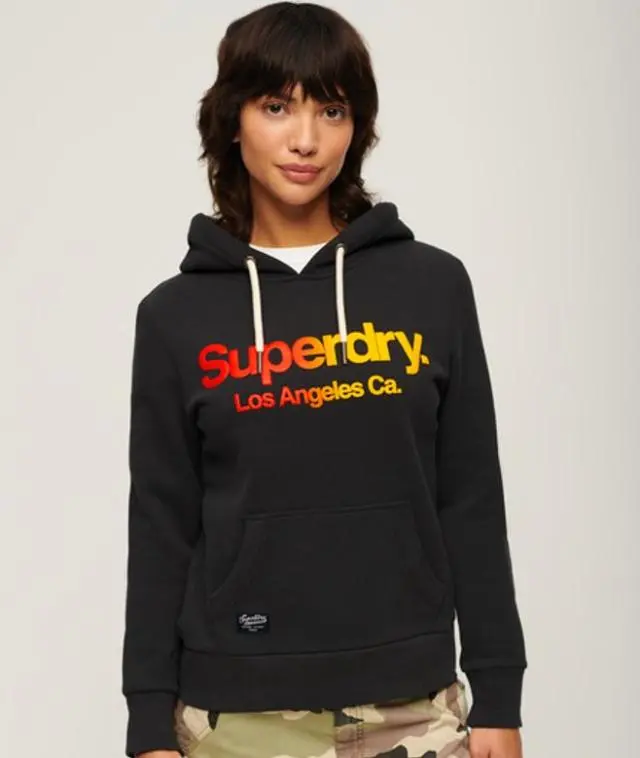 Superdry Women's Tonal Rainbow Hoodie Dark Grey / Washed Black - 