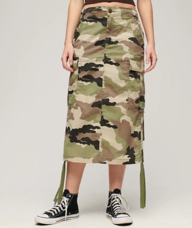 Superdry Women's Cargo Midi Skirt Khaki / Jacket Camo -