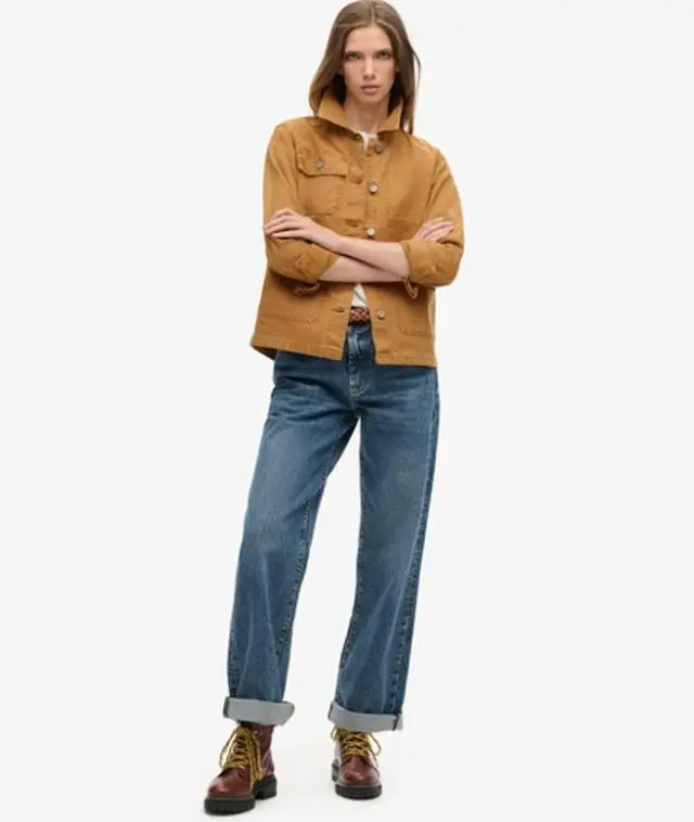 Superdry Women's Canvas Chore Jacket Brown / Denim Co Tobacco Brown - 