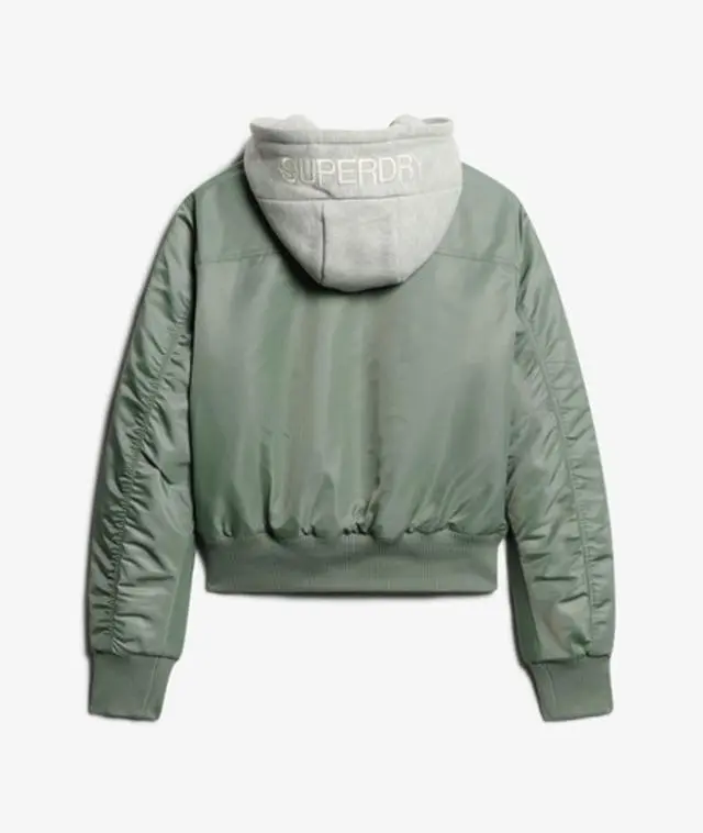 Superdry Women's Hooded Bomber Jacket Green / Laurel Khaki - 