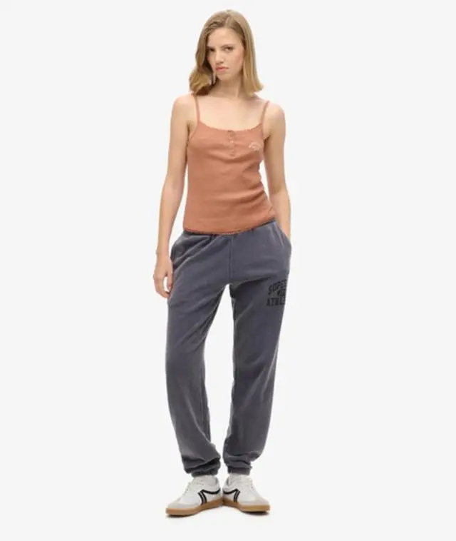Superdry Ladies Loose Fit Vintage Washed Graphic Joggers, Navy Blue, 