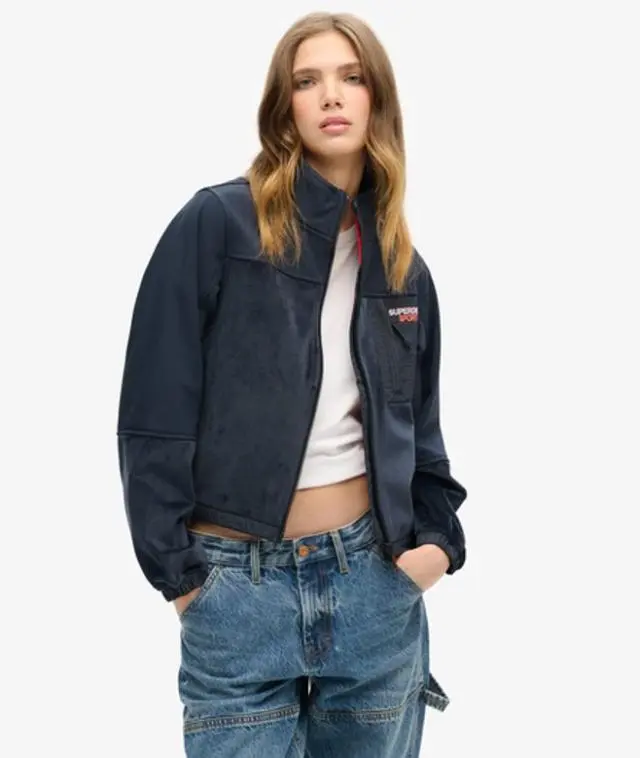 Superdry & Co Ladies Classic Hybrid Trekker Jacket, Navy Blue, 