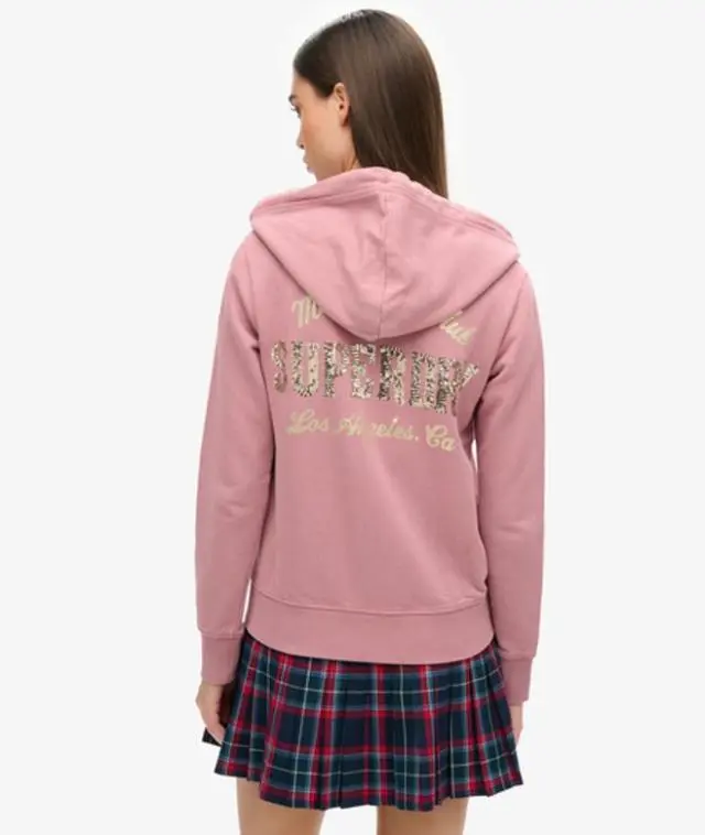 Superdry & Co Ladies Classic Embellished Archived Zip Hoodie, Purple, 