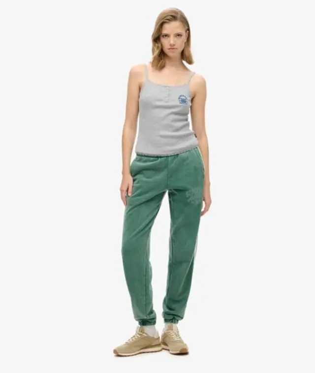 Superdry Ladies Vintage Side Stripe Joggers, Green, 