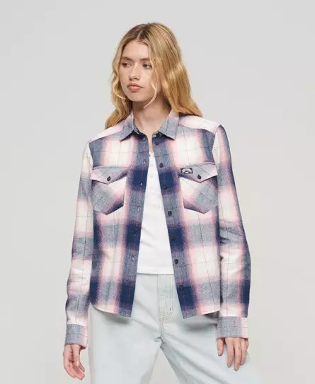 Superdry Women's Lumberjack Check Flannel Shirt Pink / Pink/Navy Check -