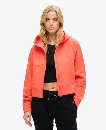 Superdry Women's Sport Tech Relaxed Zip-hoodie Cream / Hot Coral - 