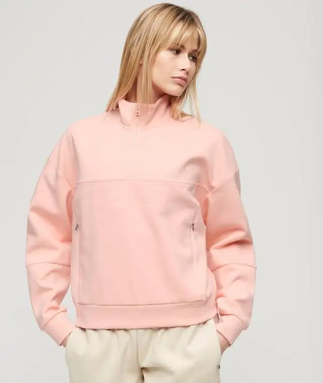 Superdry & Co Women's Sport Tech Relaxed Half Zip Pink / Peach Pearl Pink - 