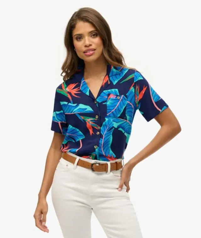 Superdry Women's Beach Resort Shirt Navy / Navy Paradise - 