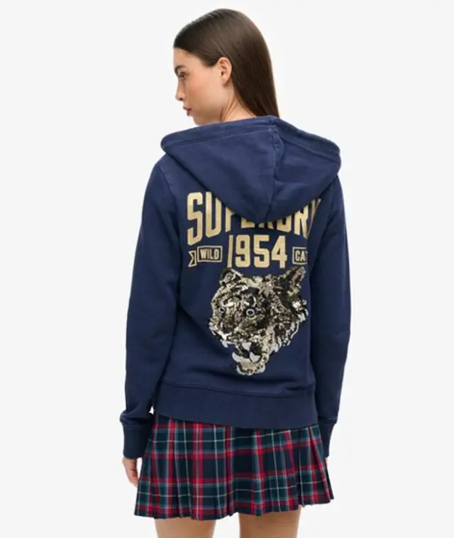 Superdry & Co Women's Embellished Archived Zip Hoodie Navy / Rich Navy - 