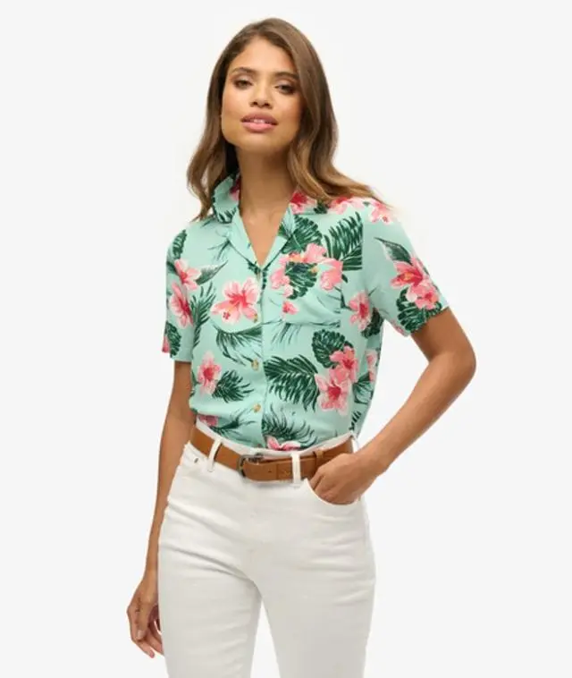 Superdry & Co Women's Beach Resort Shirt Green / Luna Rose Mint - 