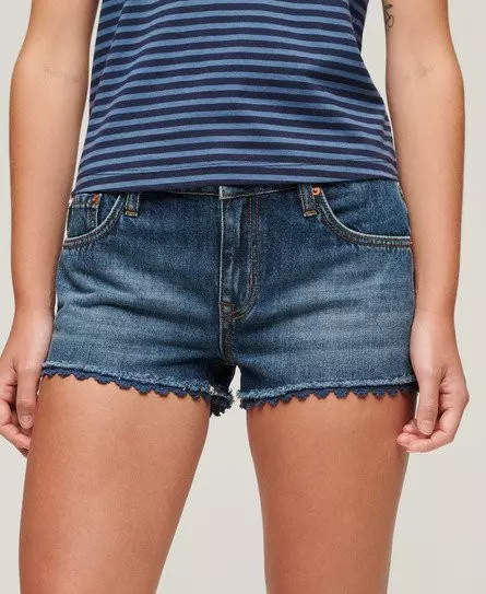 Superdry Women's Denim Hot Shorts Blue / Wheeler Vintage Blue -