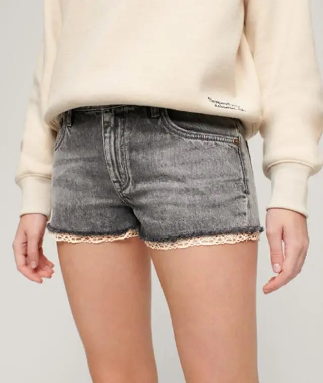 Superdry & Co Women's Denim Hot Shorts Grey / Desert Vintage Silver - 