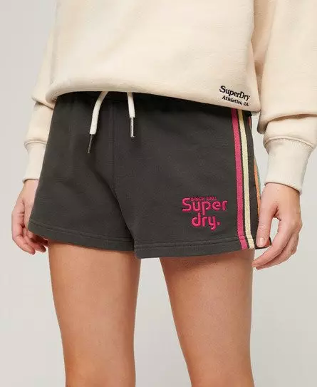 Superdry Women's Rainbow Side Stripe Logo Shorts Black / Washed Black -