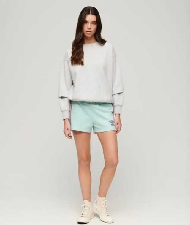 Superdry Women's Rainbow Side Stripe Logo Shorts Green / Grey Green - 