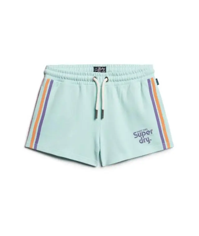 Superdry Women's Rainbow Side Stripe Logo Shorts Green / Grey Green - 