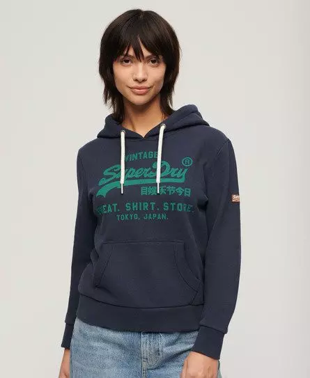 Superdry Women's Classic Heritage Hoodie Navy / Blue Navy Marl -