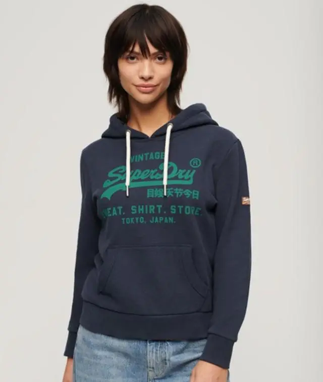 Superdry Women's Classic Heritage Hoodie Navy / Blue Navy Marl - 