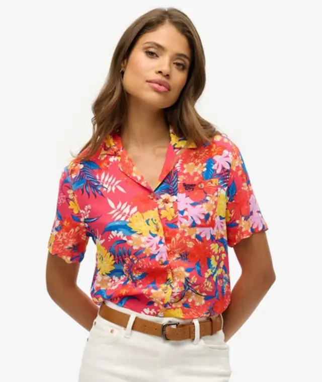 Superdry Women's Beach Resort Shirt Pink / Pink Anemone - 