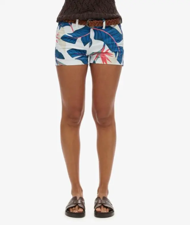 Superdry Women's Chino Hot Shorts Orange / Optic Coral Paradise - 