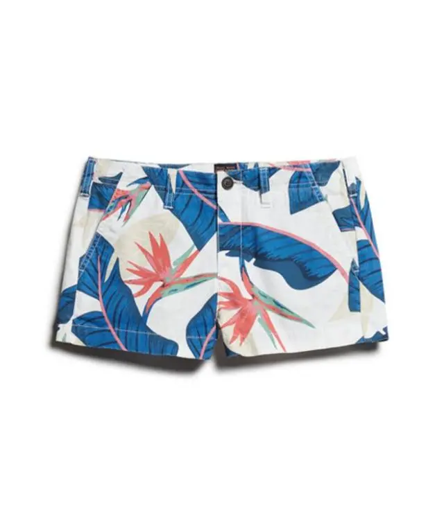 Superdry Women's Chino Hot Shorts Orange / Optic Coral Paradise - 