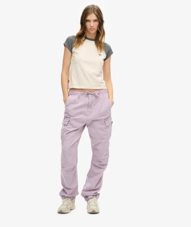 Superdry & Co Women's Low Rise Para Cargo Pants Purple / Soft Lilac - 