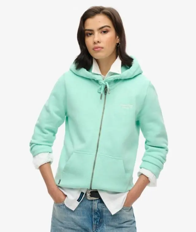 Superdry & Co Women's Essential Logo Zip Hoodie Green / Beach Glass Green - 
