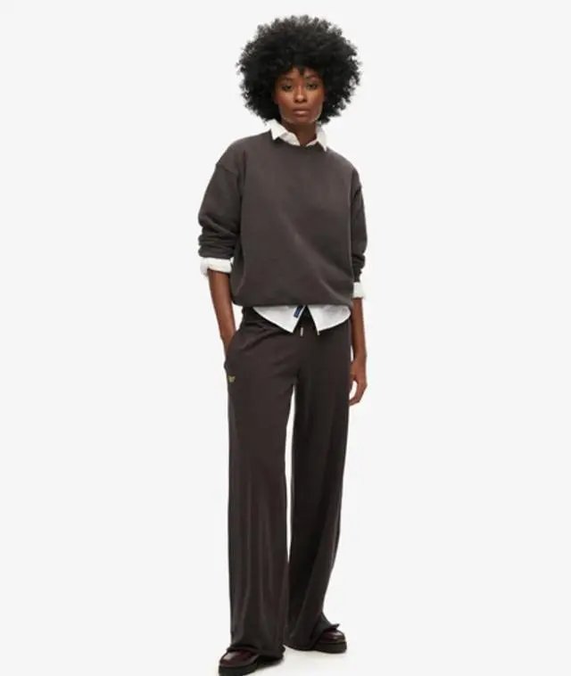 Superdry Ladies Essential Logo Straight Joggers, Black,