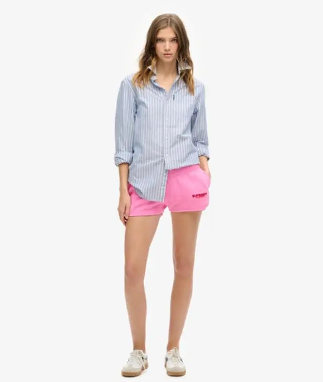 Superdry & Co Ladies Sportswear Logo Racer Shorts, Pink, 