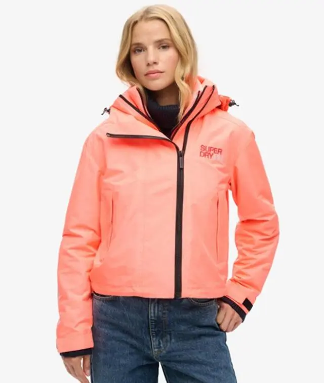 Superdry Women's Hooded Embroidered SD Windbreaker Jacket Cream / Pastelline Coral - 