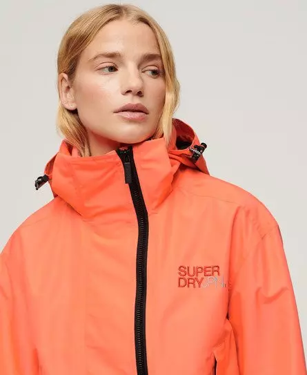 Superdry Women's Hooded Embroidered SD Windbreaker Jacket Cream / Pastelline Coral -