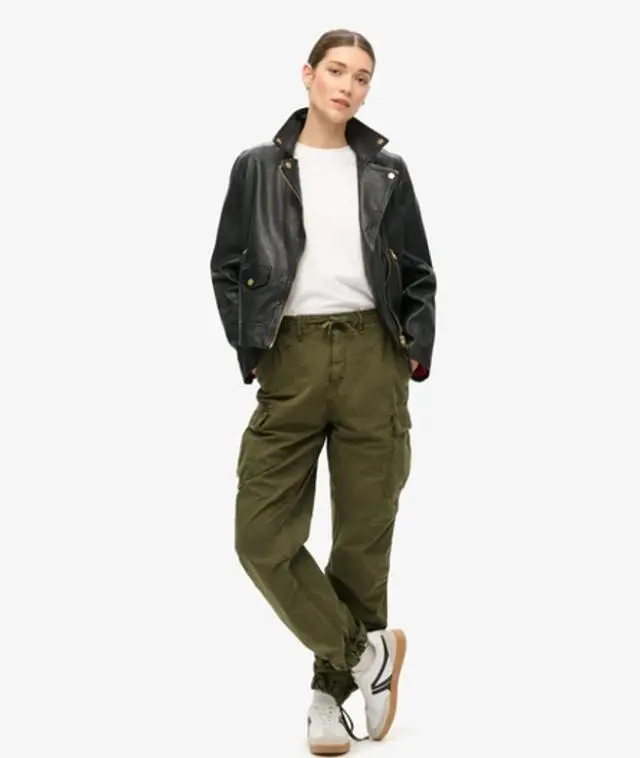 Superdry Women's Low Rise Para Cargo Pants Green / Olive Night Green - 