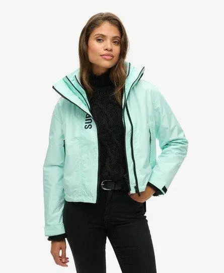 Superdry Women's Boxy Fit Embroidered Logo Hooded SD Windbreaker Jacket, Blue, 