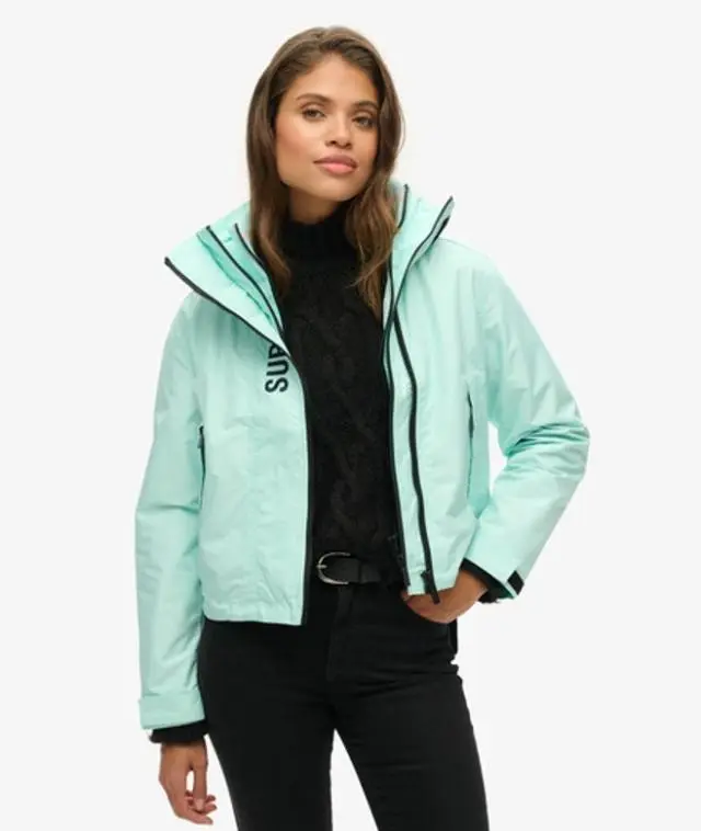 Superdry Women's Boxy Fit Embroidered Logo Hooded SD Windbreaker Jacket, Blue, 