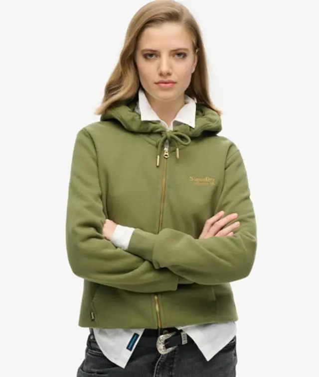 Superdry Women's Essential Logo Zip Hoodie Khaki / Olive Khaki - 