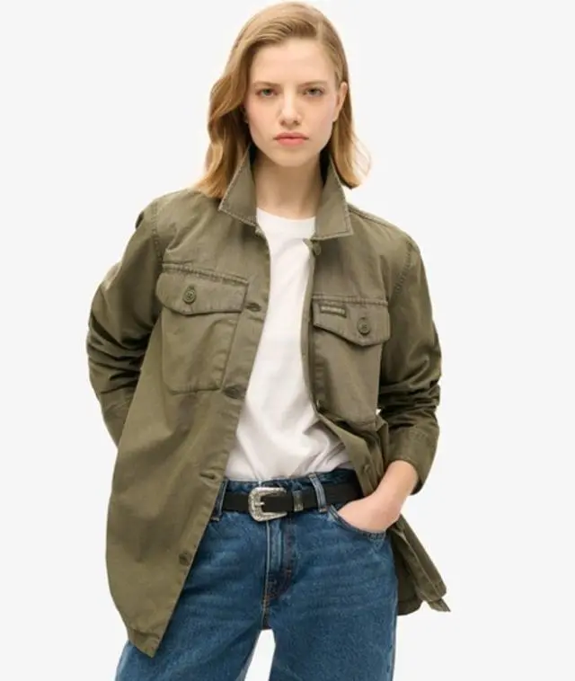 Superdry Women's Military Overshirt Green / Dusty Olive Green - 