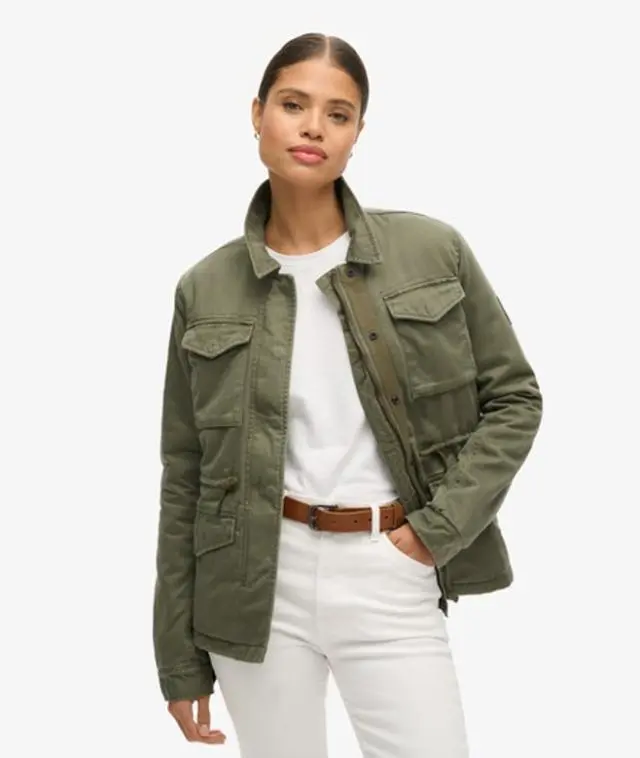 Superdry Women's Military M65 Lined Jacket Khaki / Washed Khaki - 